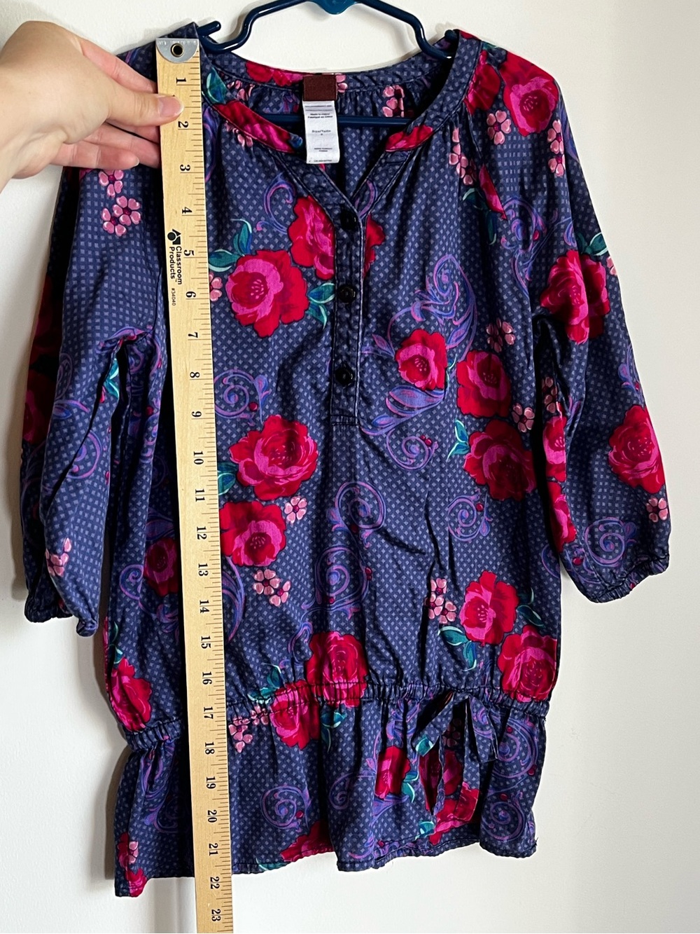 Tea Collection Floral Tunic Top Rose Gathered Drop Waist Size 8 - Picture 8 of 9